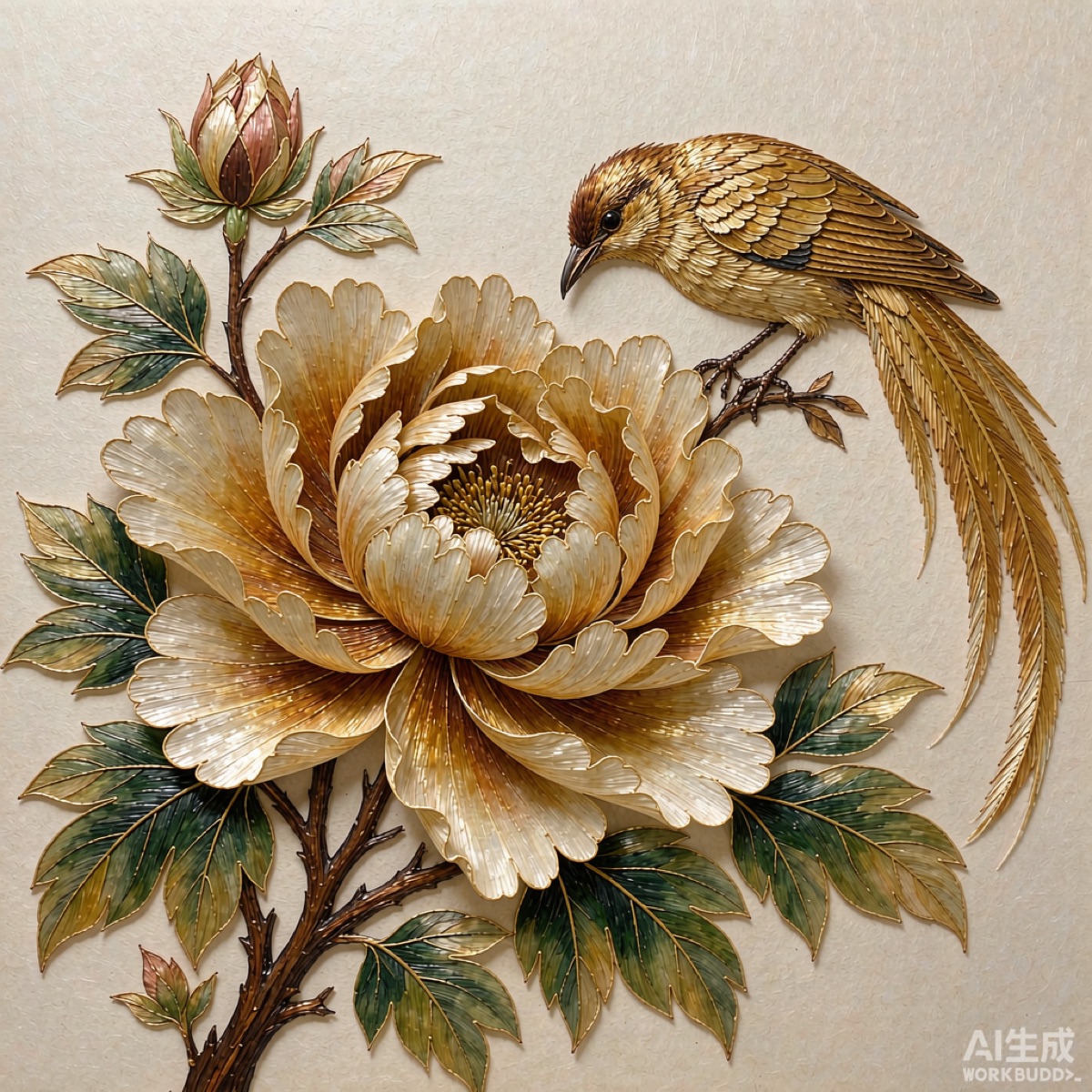 麦草画花鸟题材作品